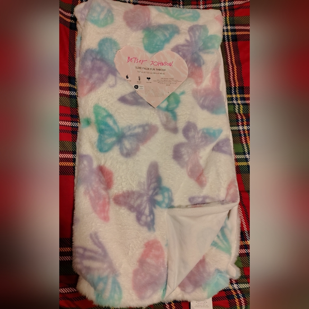 Betsey Johnson 50" x 60" Butterfly Luxe Faux Fur Throw